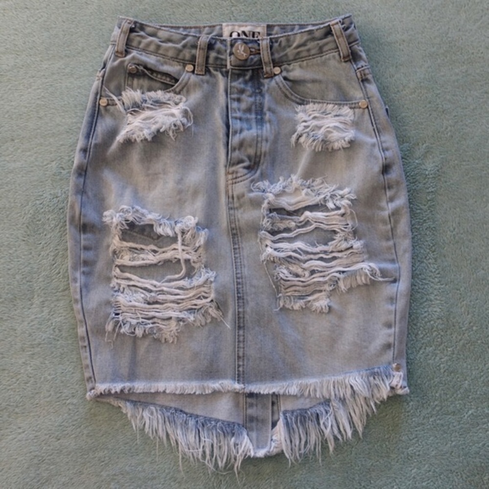 One Teaspoon Distressed Denim skirt, Size 22